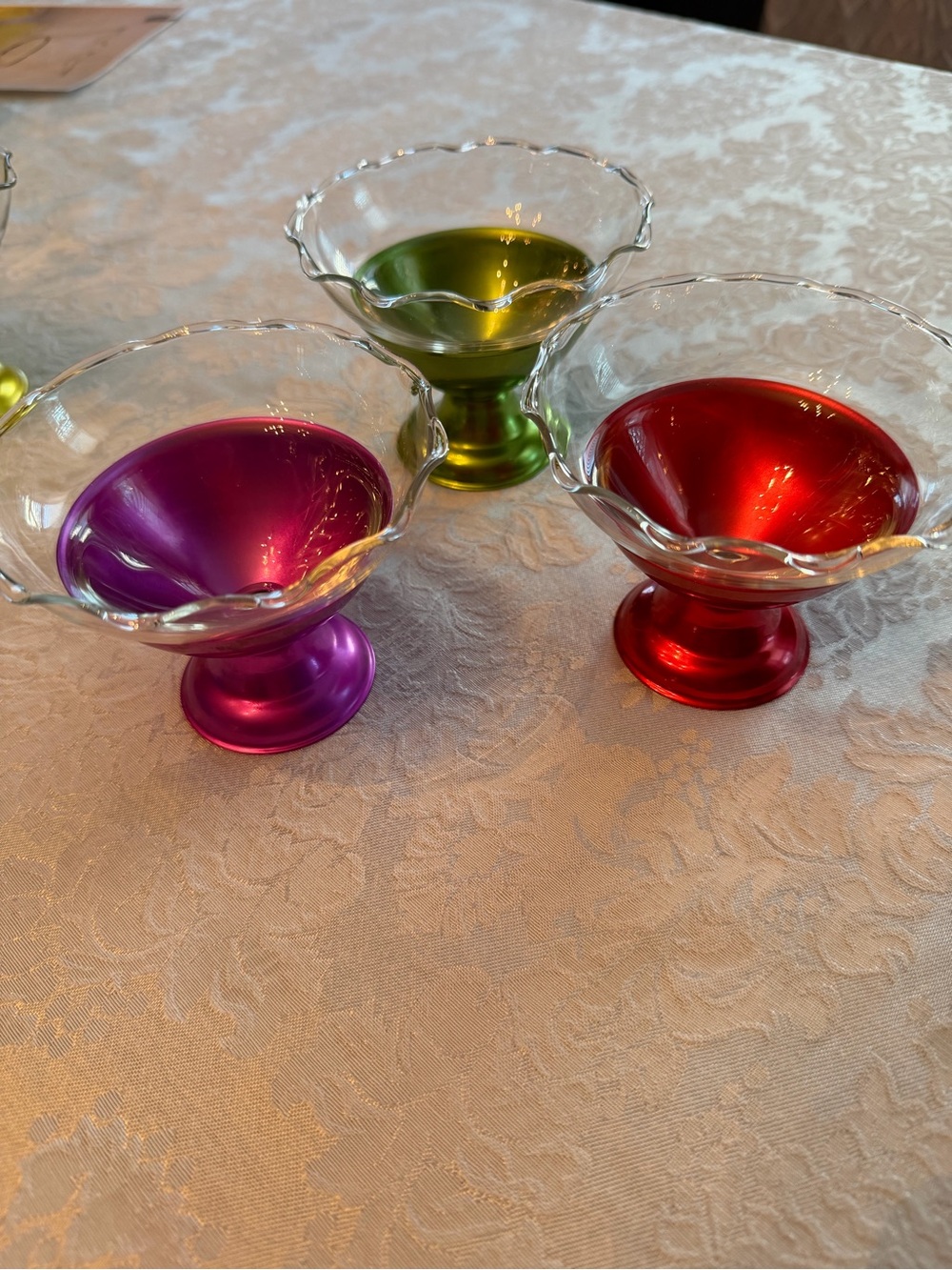 Colored Glass Dessert Bowls - Set of 6 - Picture 4 of 7